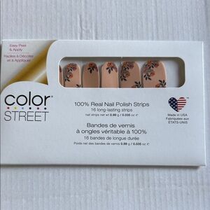 Color Street Peach and Black Floral Nail Strips